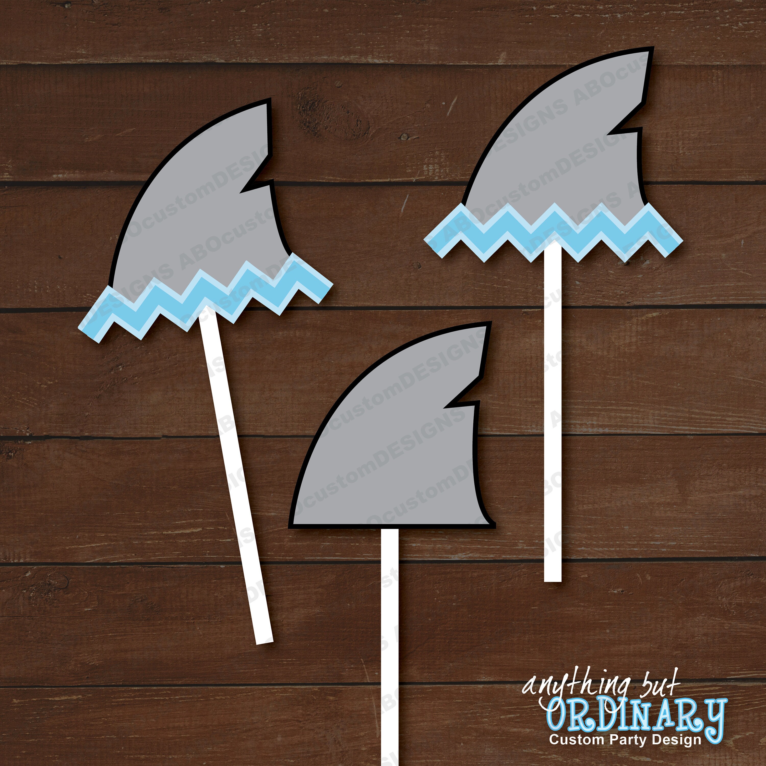 Shark Fin Cupcake Toppers Printable Shark Party Fin Cut Outs Etsy