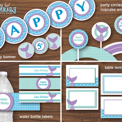 Mermaid Birthday Party Decorations Printable Mermaid Party | Etsy