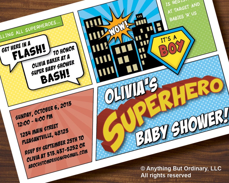 Superhero Baby Shower Invitation Printable Superhero Party Etsy