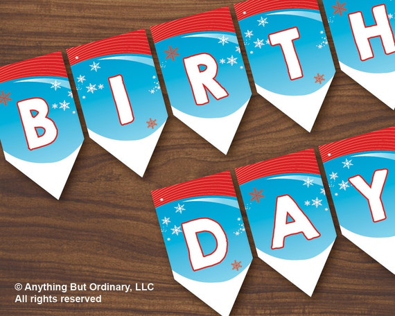 Abominable Snowman Birthday Banner Winter Wonderland Yeti Etsy