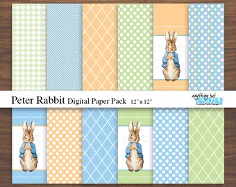 Peter Rabbit Digital Paper, Peter Rabbit Background Pages, Digital Scrapbook, INSTANT DOWNLOAD, digital printable file