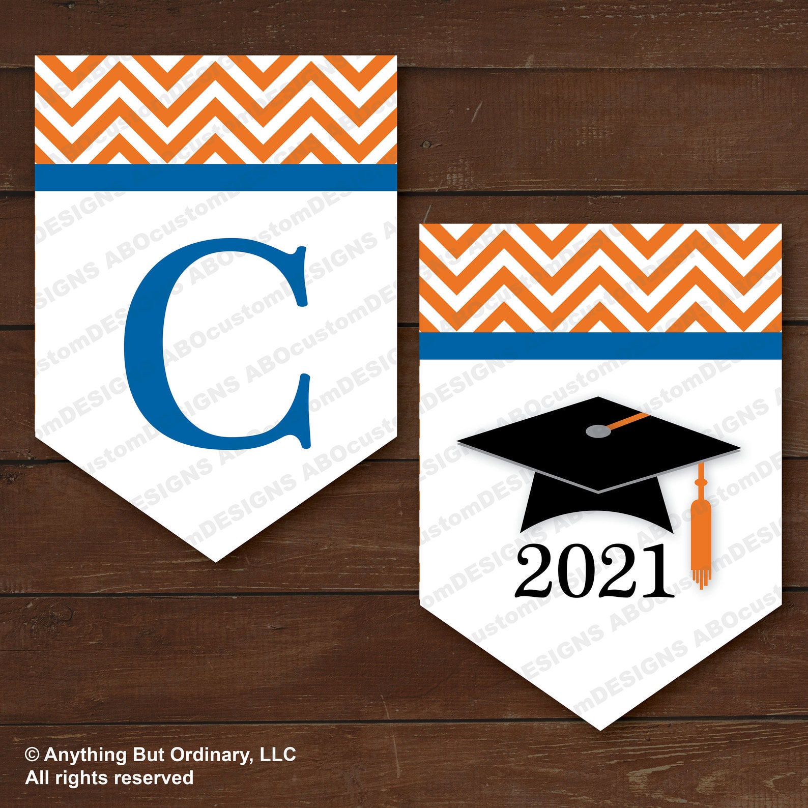 2021 Blue and Orange Graduation Decorations Printable Etsy Canada