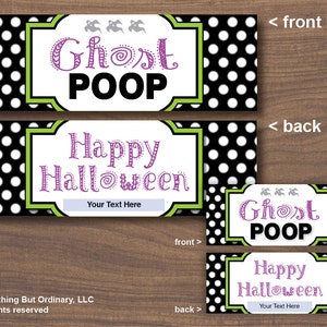 Ghost Poop Bagtoppers, Editable Halloween Treat Bag Labels, INSTANT ...