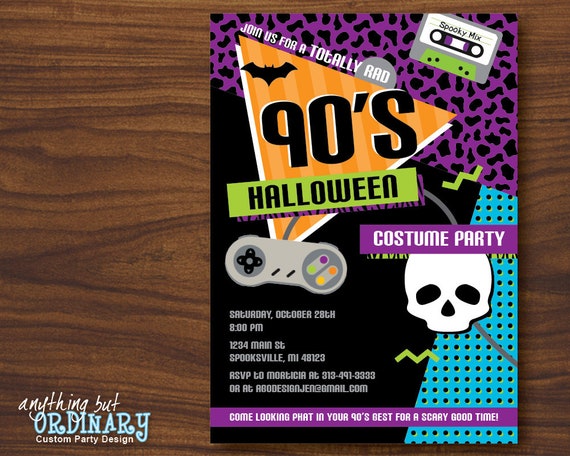 90s Halloween Party Invitation 1990s Flashback Halloween Etsy