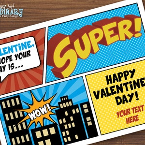 Printable Superhero Valentine Cards, Kid&#39;s Super Hero Valentines, Editable Valentines, INSTANT DOWNLOAD digital file