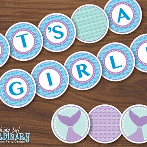 DIY Mermaid It's a Girl Banner, INSTANT DOWNLOAD Printable Digital File ...