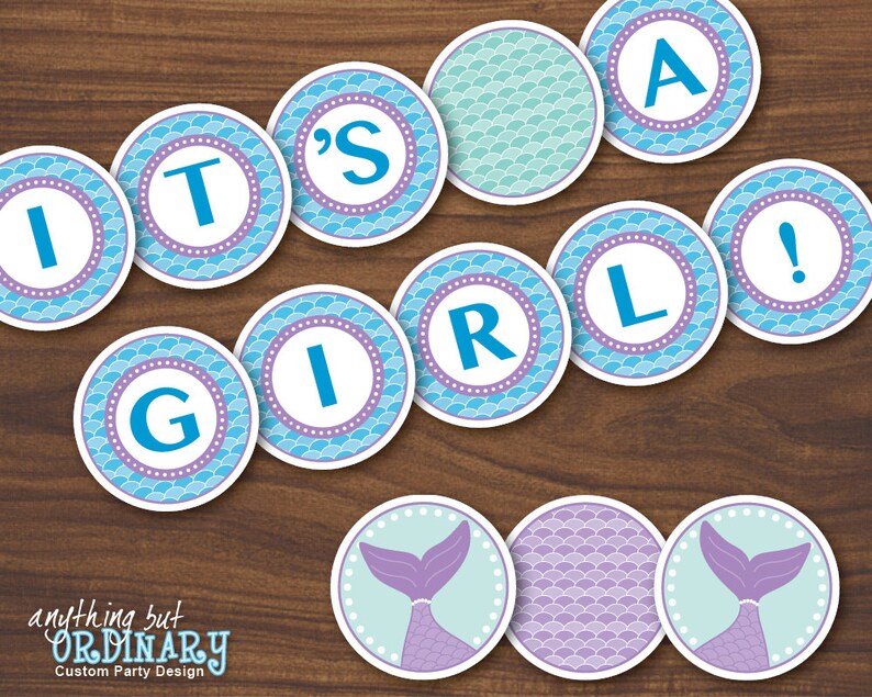 DIY Mermaid It's a Girl Banner INSTANT DOWNLOAD Printable - Etsy