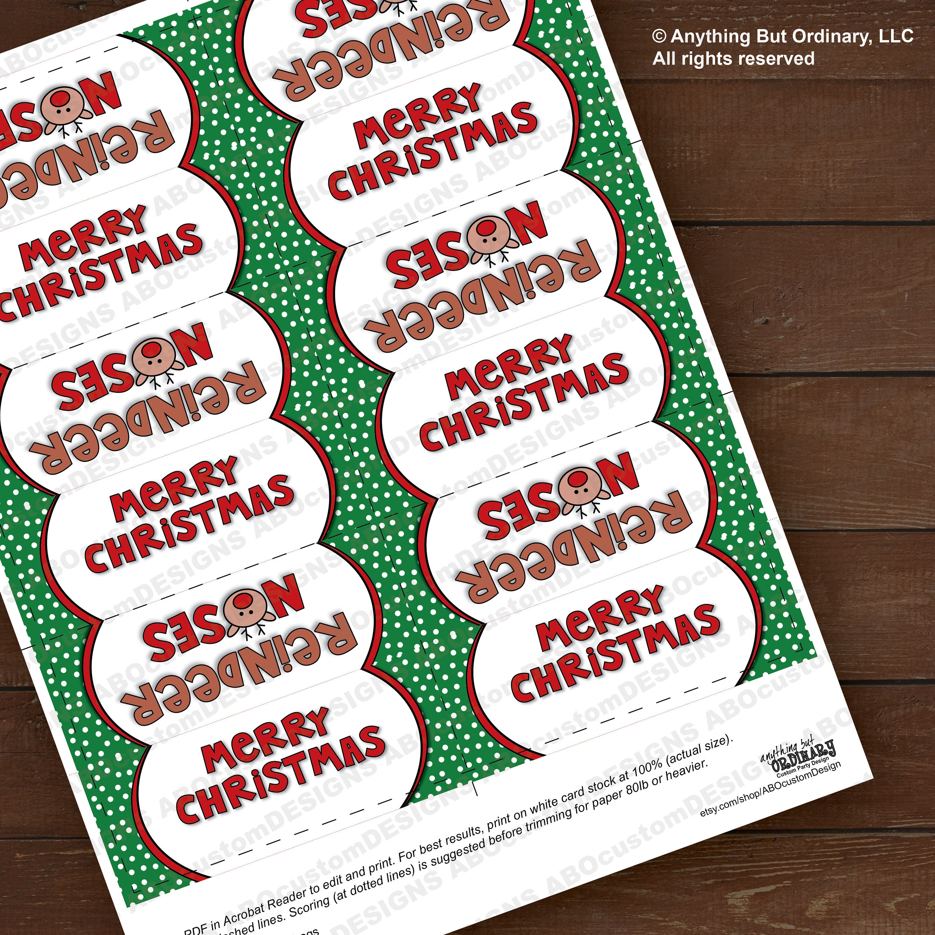Printable Reindeer Noses Bag Toppers Editable Christmas - Etsy Australia