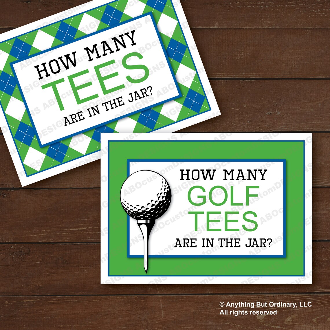 Golf Party Guessing Game Signs in Blue and Green | Printable Partee ...