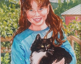 Sample Custom Pet Portrait painting watercolor, acrylic, pastel, beautiful gift for family and loved ones