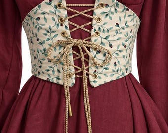 Handmade  Vintage Floral Steel-Boned Corset Belt | Lace-Up Waist Cincher