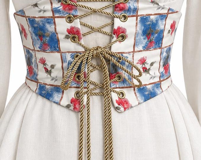 Handmade Vintage Steel-Boned Corset Belt | Lace-Up Waist Cincher