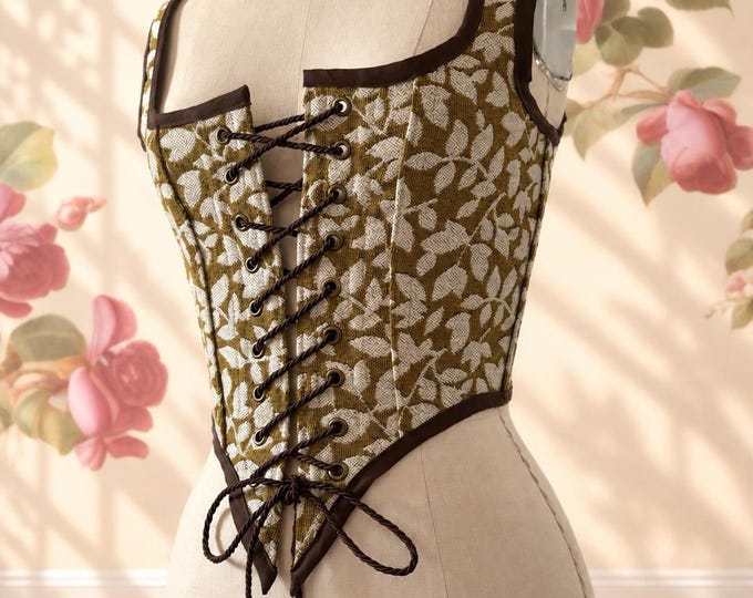 Handmade Floral Renaissance Steel-Boned Corset Bodice  | Lace-Up Waist Cincher
