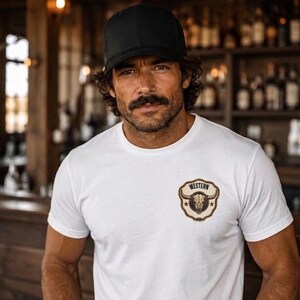 Western Bull Patch T-shirt | Rodeo Skull Western Badge Shirt