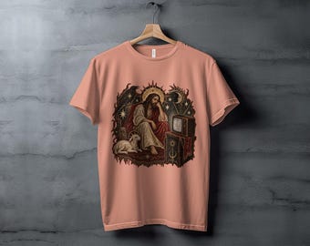 T-shirt Jésus regardant la télé
