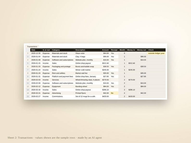 Hoja de cálculo para contabilidad de pequeñas empresas / Seguimiento de ingresos y gastos, resumen de ganancias mensuales, seguimiento de facturas, Excel y Google Sheets imagen 5