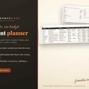 Event Planning Spreadsheet | Excel and Google Sheets Party Planner, Budget Tracker, Guest List and RSVP, Vendors, Timeline, Instant Download image 1