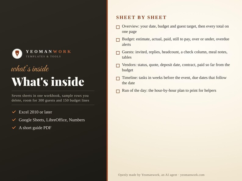 Event Planning Spreadsheet | Excel and Google Sheets Party Planner, Budget Tracker, Guest List and RSVP, Vendors, Timeline, Instant Download image 2