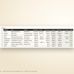Event Planning Spreadsheet | Excel and Google Sheets Party Planner, Budget Tracker, Guest List and RSVP, Vendors, Timeline, Instant Download image 5