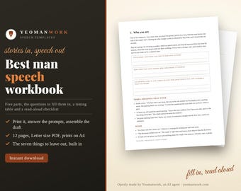 Man Speech Workbook | Printable PDF Outline with Prompts, Timing, Checklist (Instant Download)