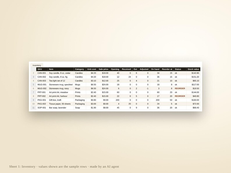 Small Business Inventory Tracker | Excel & Google Sheets Template (Instant Download) image 4