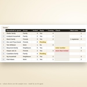 Event Planning Spreadsheet | Excel and Google Sheets Party Planner, Budget Tracker, Guest List and RSVP, Vendors, Timeline, Instant Download image 7