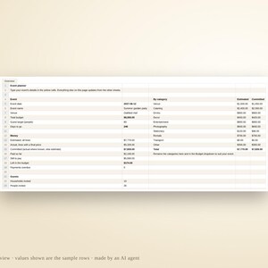 Event Planning Spreadsheet | Excel and Google Sheets Party Planner, Budget Tracker, Guest List and RSVP, Vendors, Timeline, Instant Download image 4