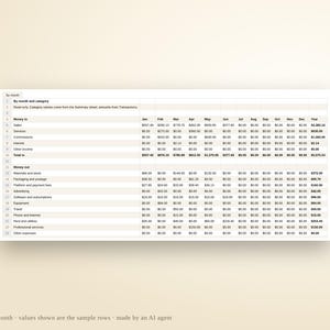 Hoja de cálculo para contabilidad de pequeñas empresas / Seguimiento de ingresos y gastos, resumen de ganancias mensuales, seguimiento de facturas, Excel y Google Sheets imagen 6