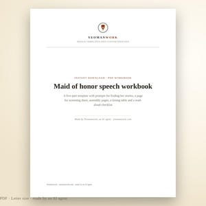 Maid of Honor Speech Template Workbook | Printable PDF with Story Prompts, Screening Page, Timing Table and Read-Aloud Checklist image 4