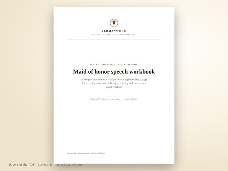 Maid of Honor Speech Template Workbook | Printable PDF with Story Prompts, Screening Page, Timing Table and Read-Aloud Checklist image 4