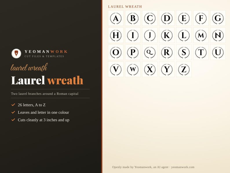 Monogram SVG Bundle, 4 Styles A-Z, Circle, Wreath, Script (Digital Download) image 4
