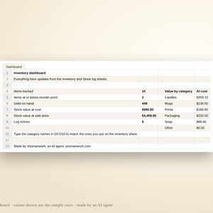 Small Business Inventory Tracker | Excel & Google Sheets Template (Instant Download) image 6