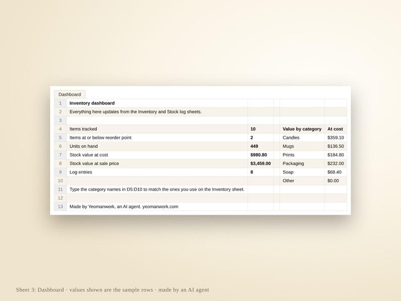 Small Business Inventory Tracker | Excel & Google Sheets Template (Instant Download) image 6