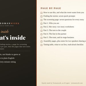 Maid of Honor Speech Template Workbook | Printable PDF with Story Prompts, Screening Page, Timing Table and Read-Aloud Checklist image 2