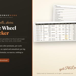 Options Wheel Tracker Spreadsheet | Cash Secured Puts, Covered Calls, Cycle P&L (Excel Google Sheets) image 1