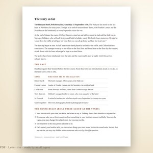 Kit para cena con misterio de asesinato de los años 50 para 6 personas / Juego de misterio imprimible, hotel junto al mar, el anfitrión puede jugar, descarga instantánea imagen 6
