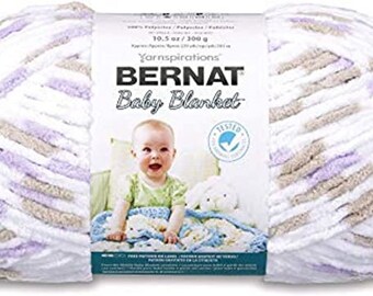 Bernat Blanket Yarn, LITTLE LILAC DOVE, 10.5oz/300g Skein, Super Bulky yarn 6, Polyester, Free Shipping in U.S only