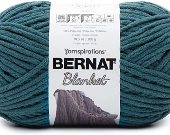 Bernat Blanket Yarn, DARK TEAL, 10.5oz/300g Skein, Super Bulky yarn 6, Polyester, Free Shipping in USA only