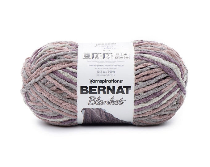 Bernat Blanket Yarn, PURPLE HAZE, 10.5oz/300g Skein, Super Bulky yarn 6, Polyester, Free Shipping in U.S. only