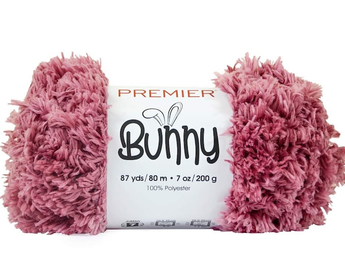 Premier Bunny Yarn, Rose, 200g/7oz - 80m/87yrds Skein, Jumbo #7, Polyester, Faux Fur- Machine Washable and Dry on Delicate