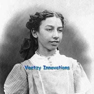 Digital Download Vintage Photo Victorian Girl Who is a Young Lady Smiling with Beautiful Curly Hair Pulled Back Into A Large Bow Portrait image 1