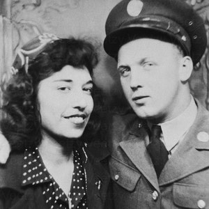 Digital Download Vintage Photo 1950s Couple in Love, Pretty Woman With Her Military Man Home on Leave Photobooth Picture Use for Collage image 2