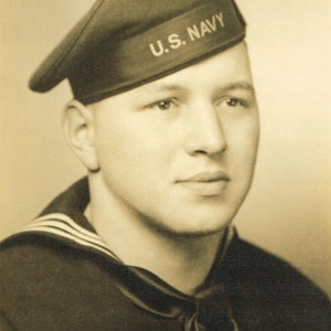 Digital Download 1950s Navy American Soldier ACEO Handsome 50s Sailor Man Military Uniform Antique Photograph Vintage Photo Printable Image image 2