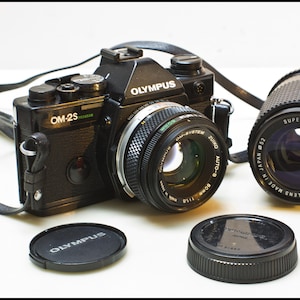 Vintage Olympus OM-2S Program 35mm SLR Film Camera w/ 50mm & Zoom Lenses - Working 1980s - Olympus F Zuiko Auto-S Lens - Free Shipping
