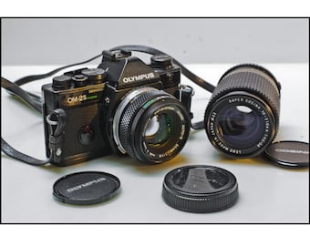 Vintage Olympus OM-2S Program Camera: 35mm SLR Film with 50mm & Zoom Lenses - Working 1980s - Olympus F Zuiko Auto-S Lens
