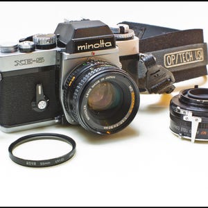 Rare Vintage Minolta XE-5 Camera: Working Film SLR with Fast 50mm Lens & 2X Tele-Converter