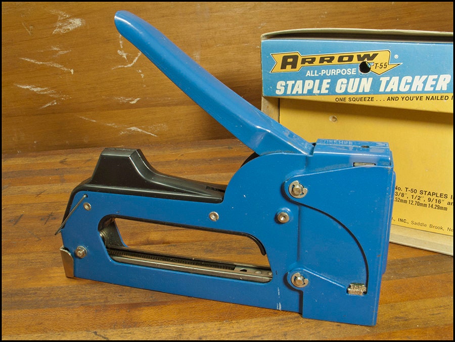 Staple Gun Vintage Blue Arrow T55 Metal Tacker in Original Etsy