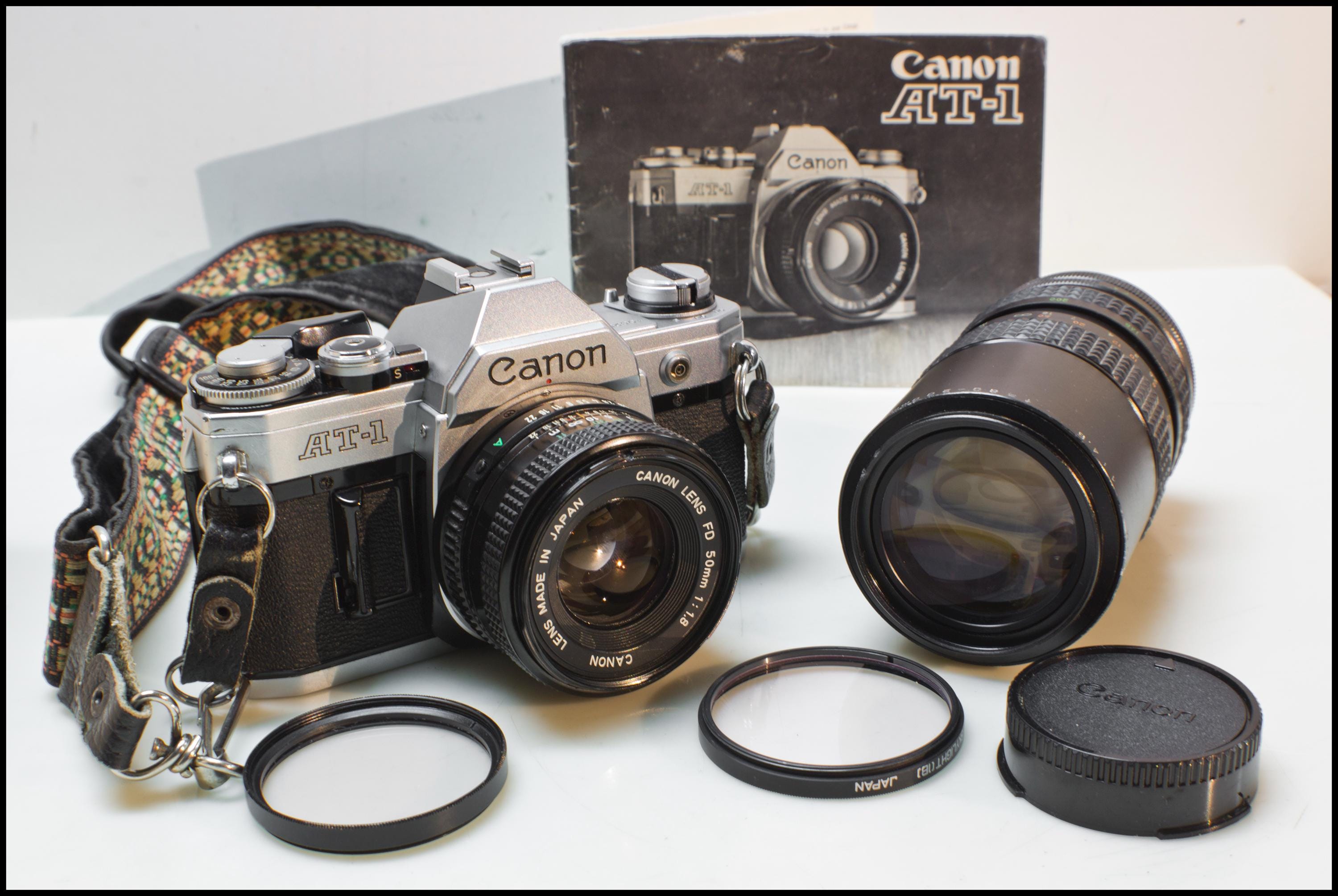 Rare Vintage Canon AT-1 Camera With 2 Lenses - Working 1970s 35MM