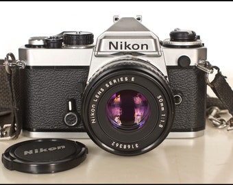 Nikon FE Camera with Nikon Series E 50MM 1:1.8 Lens - Working Vintage 1970/80s 35mm Film SLR Semi-Professional Camera with Free Shipping