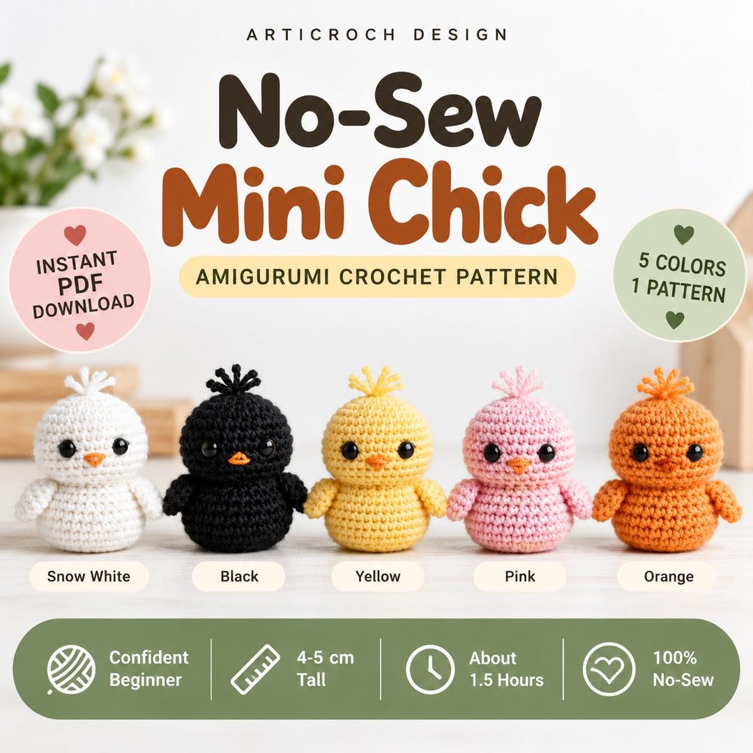No-sew Mini Chick Crochet Pattern PDF, Amigurumi Chick, Easter Crochet ...